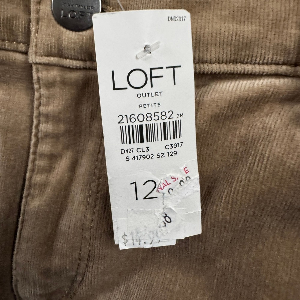 NWT Loft Modern Skinny Micro Corduroy Pants Women 12P Tan Petite‎ Slim Fit - Picture 3 of 11
